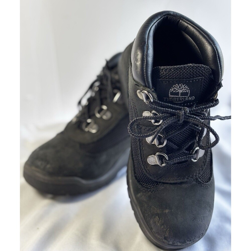 Timberland A1AF7 Boys Lace Up Black Ankle Combat Boots Size 13.5 Leather Mesh